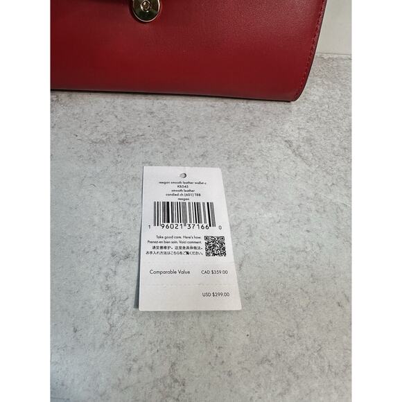 Kate Spade Reegan Smooth Leather Wallet Crossbody KB545 Candied Cherry Red NEW - Picture 3 of 9